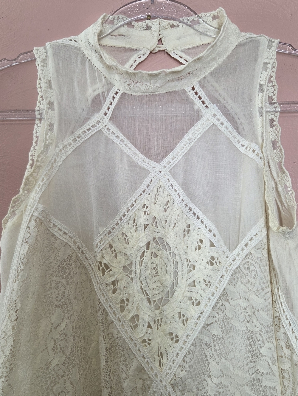 FREE PEOPLE FP ONE Ivory Angel Lace Dress Extra Small - Picture 4 of 11